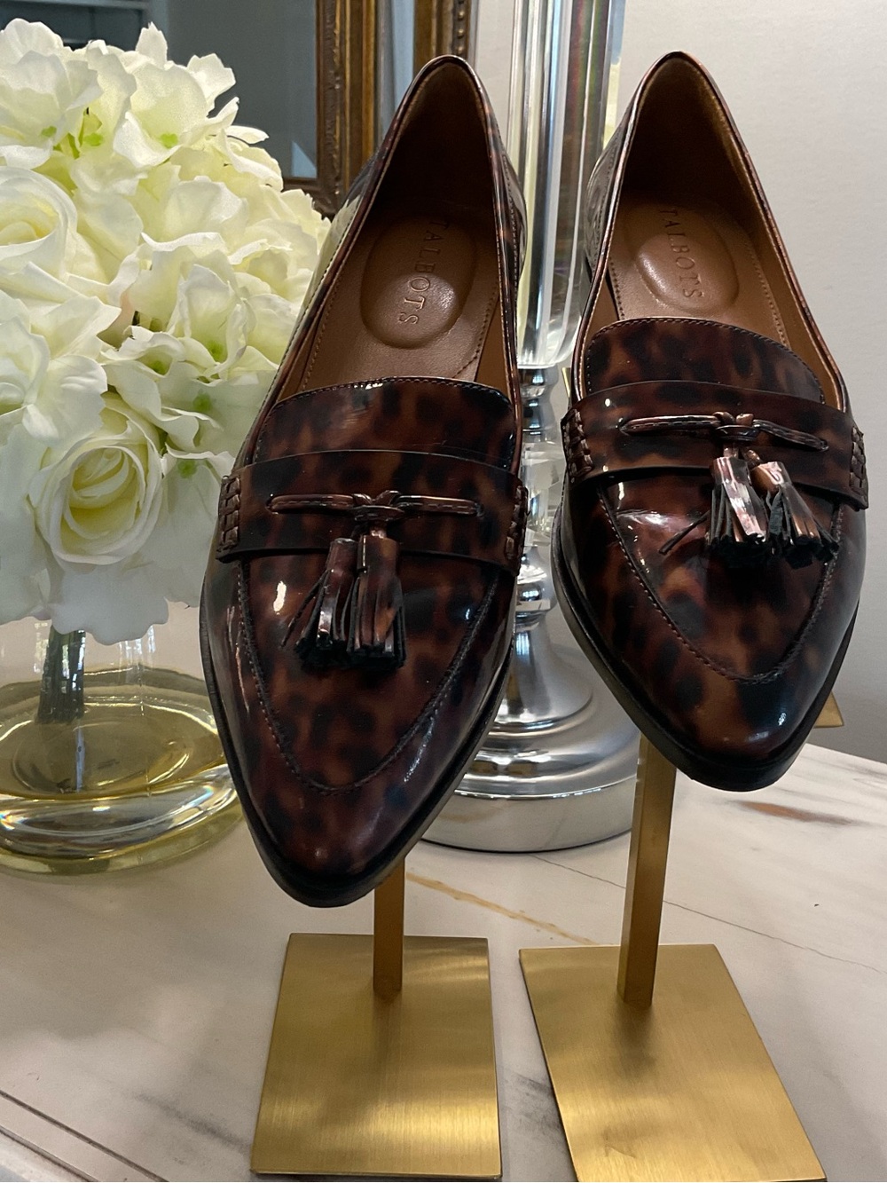 Talbots Brown Tortoiseshell Tassel Loafers